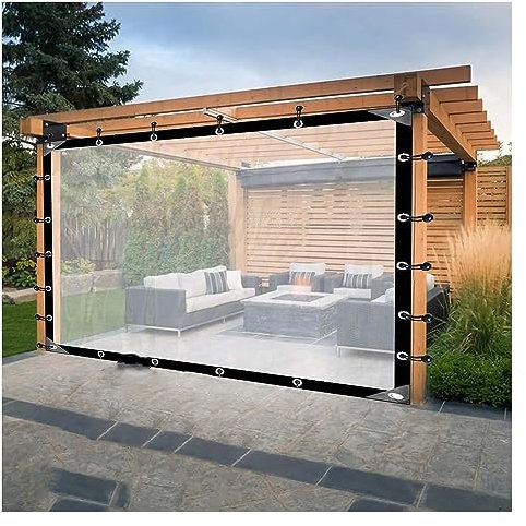 Terrassengehege, durchsichtig, Markise, Zelt, Outdoor-Vinyl-Vorhang für Terrasse, Veranda, Bildschirm, Zimmer, Pavillons, wetterfest und transparent (4,5 x 5,5 m)