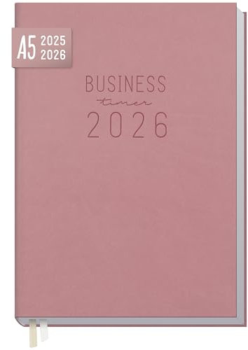 Häfft® Business-Timer 2025/2026 A5 Altrosa Buchkalender 18 Monate: Juli 2025 bis Dez. 2026 - Terminplaner, Wochenkalender, Terminkalender, Wochenplaner - nachhaltig & klimafreundlich