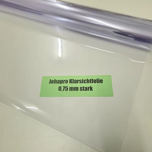 Jehapro Klarsichtfolie weich PVC Zeltfensterfolie 0,75 mm stark 1,17 m breit Meterware 15,90€/m² glasklar transparent