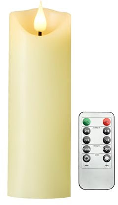 Koelaa Candlestick Candle, Battery Operated, LED Flameless Candles, Battery Candles with Timer and Remote Control, Christmas LED Candle, for Fireplace -5.3 * 18cm
