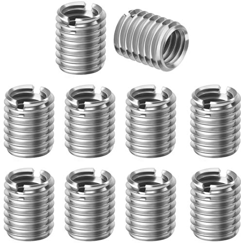 Poeland 10 Stück M8 auf M10 Gewindeadapter, Edelstahl-Gewindereducer Einsteckmuttern Gewindehülse, 12 mm Länge, M8 x 1,25 Weiblich auf M10 x 1,5 Männlich Adapter Gewindereparat