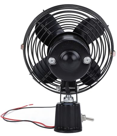 Yosoo Health Gear 12V RV Cooling Fan, 8 Inch 2 Speed Metal Car Truck Fan, Quiet Operation, Heavy Duty Ventilation for Auto Boat Bus Campervan, Black