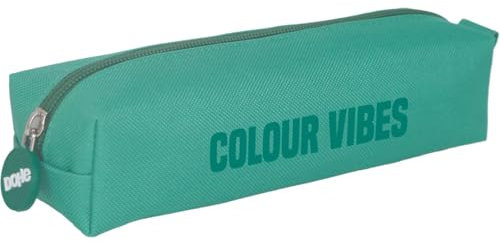 DOHE - Einfaches Federmäppchen für die Schule - 1 Fach, rechteckiges Mehrzweck-Federmäppchen, 21 x 6 x 6 cm, Reißverschluss, aus strapazierfähigem Polyester - Colour Vibes Grün