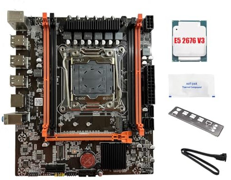 Kayfg Scheda Madre X99E + CPU E5 2676 V3 + Supporto 4 DDR4 RAM RECC Scheda LAN Gigabit PCIEX16 NVMe Desktop Motherboard