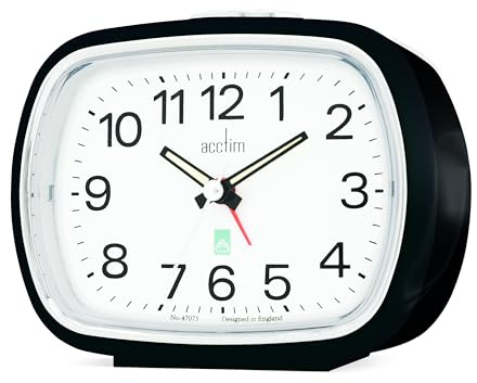 Acctim Camille Alarm Clock, Luminous Hands, Battery Operated, Chrome Bezel, Backlight, Contemporary Style