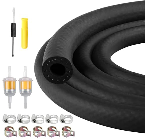 8mm 3m Fuel Pipe Kit Upgrade NBR with Screwdriver, 10 Clamps & 2 Filters | Fuel Line Hose Heat&Chemical Resistant,Leak-Proof for Fixes Diesel Heater Fuel Line for Cars, Trucks, Generators