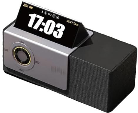 Altavoz Bluetooth, altavoz portátil de alta fidelidad con reloj abatible y pantalla de letras, luz ambiental de 1800 K y graves mejorados para uso en interiores y exteriores