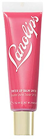 Lanolips Getönter Balsam mit Lichtschutzfaktor 30 – Rhabarber, 12,5 g, weiche Feuchtigkeitscreme für die Lippen, wunderschöne, rosa Glanzfarbe