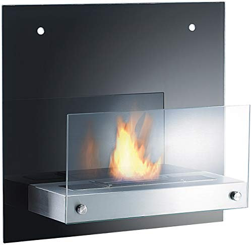 Carlo Milano Wandkamin Bioethanol: Bio-Ethanol Deko-Wandkamin mit Rückwand aus Spiegelglas (Bio-Ethanolkamin, Ethanol-Kaminofen, Gelkamin)