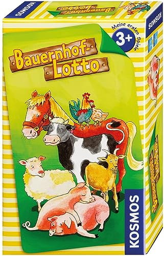 KOSMOS 710835 Bauernhof Lotto, Lotto Spiel für Kinder ab 3 Jahre, Kinderspiel mit lustigen Bauernhoftieren für 2-4 Spieler, ideal als Reisespiel