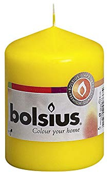 Bolsius Stumpenkerze 80/60mm cellophaniert gelb - 1 Stück