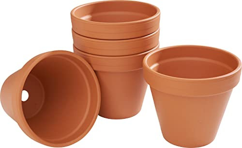 VBS Blumentopf TERRAKOTTA Ton-Töpfe Pflanztöpfe Übertöpfe versch. Größen Innen-Ø 14 cm, 5 Stück