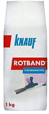 Knauf Rotband Flächenspachtel – schnell härtende Spachtel-Masse zum Spachteln und Glätten von Putz, Mauerwerk etc., leicht zu verarbeiten, Wand-, Decken-Spachtelmasse für Innen-Bereich, 1-kg