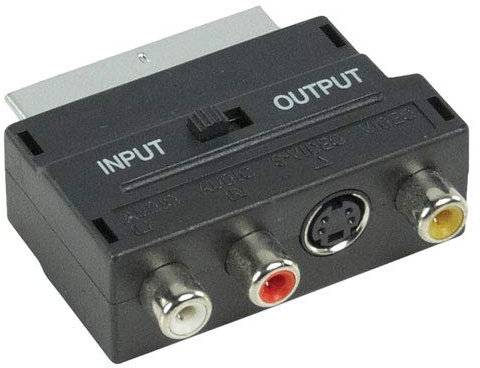 121AV Switchable RGB Scart Male to 3 RCA Phono S-Video SVHS Audio Video AV Adapter Converter
