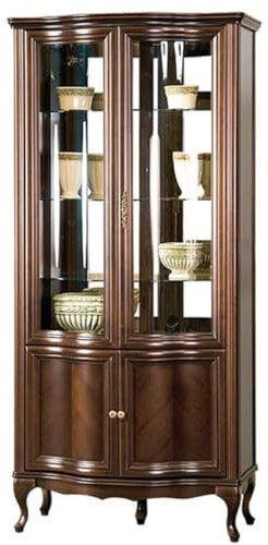 Casa Padrino Luxus Jugendstil Vitrinenschrank Dunkelbraun 96,5 x 52,5 x H. 206 cm - Wohnzimmerschrank mit 4 Türen - Wohnzimmermöbel