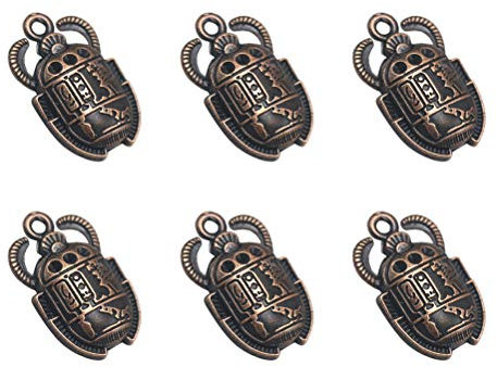 Fenical 20 stücke Vintage Ägyptischen Skarabäus Anhänger Charme DIY Schmuck Machen Zubehör für Halskette Armband (Kupfer Rot)