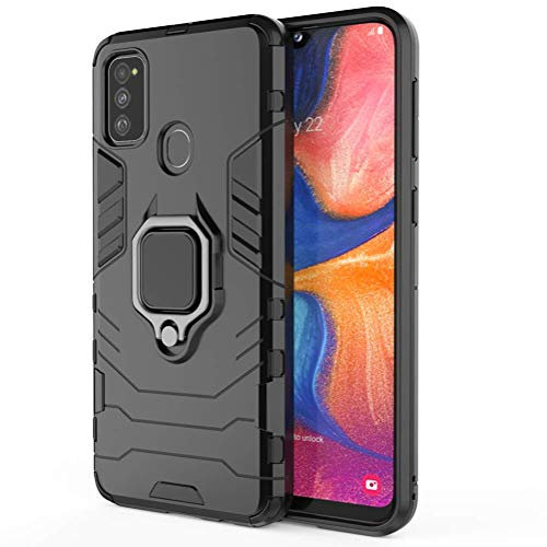 TANYO Hülle für Samsung Galaxy M21 / M30S, Schutzhülle TPU/PC Handyhülle mit Ständer, Stoßfest Bumper Armor Case Hybrid Cover Schwarz