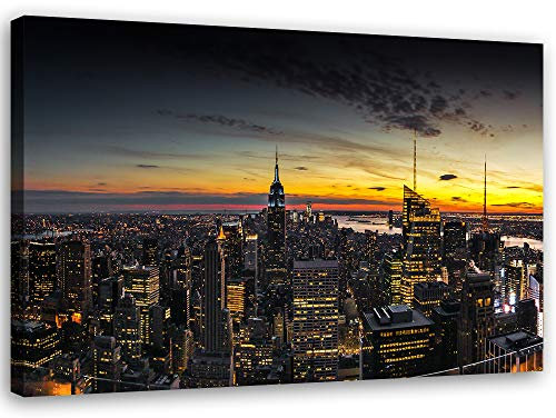 Leinwandbild XXL New York Wandbild Kunst Sonnenuntergang Gelb 120x80 cm