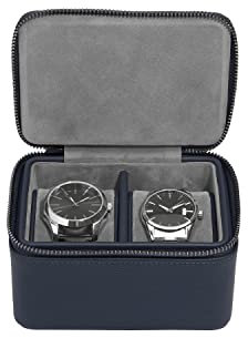 Stackers Marineblaue Uhrenbox mit doppeltem Reißverschluss