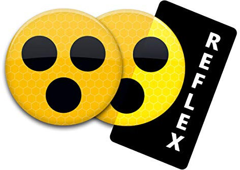 stylebutton 2er Set Blindenabzeichen retro-reflektierend NEU Ø 56 mm | Reflektor-Blindenplakette mit Sicherheitsnadel | 3 Punkte (3 Punkte REFLEX)