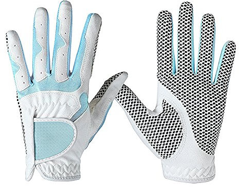 Modische Golf-Handschuhe für Damen und Mädchen, Allwetter-Leder-Golfhandschuhe mit rutschfestem Griff, weich, atmungsaktiv, ein Paar/2 Pack für Links- und Rechtshänder, Golf-Regenhandschuhe
