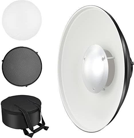 Soonpho Standard-Reflektor-Beauty Dish mit Wabengitter, weiße Diffusorsocke und Tasche, 55 cm, für Bowens Mount Studio Stroboskoplicht wie Neewer VC-400HS VE-300 Godox AD200 AD180 AD360 AD360II