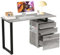 BAKAJI Scrivania con Cassettiera 3 Cassetti Tavolo da Lavoro Porta Pc Computer in Legno con Struttura in Acciaio Design Moderno 120 x 50 x 75 cm Arredamento Casa Ufficio Cameretta (Grigio)