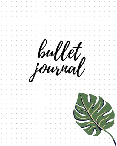 bullet journal: monstera leaf designed dotted bullet journal white 180 pages