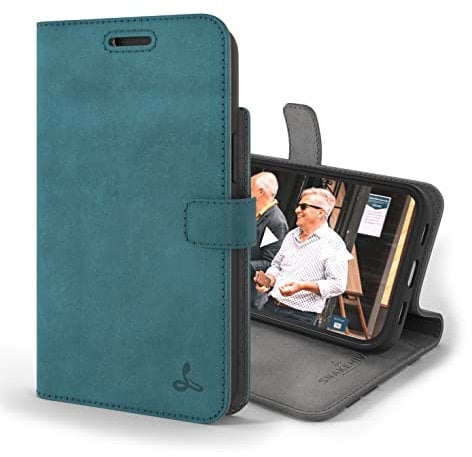 Snakehive Leather Wallet for iPhone 13 Pro | Genuine Leather Wallet Phone Case with Card Holder | Flip Folio Case/Cover with Stand | Compatible with iPhone 13 Pro | (Teal)