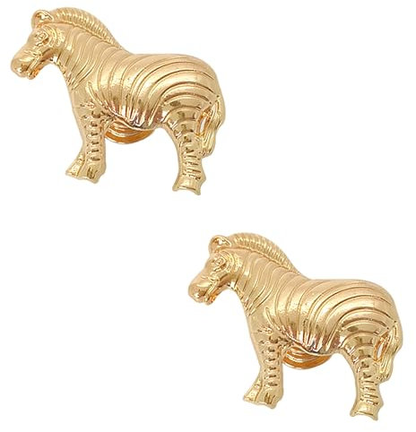 CPELLESSE 2 Pcs Zebra Kitchen Cabinet Knobs Animal Cabinet Knobs Pulls Gold Dresser Drawer Handles Pulls Cupboard Door Decorative Knobs (Gold)