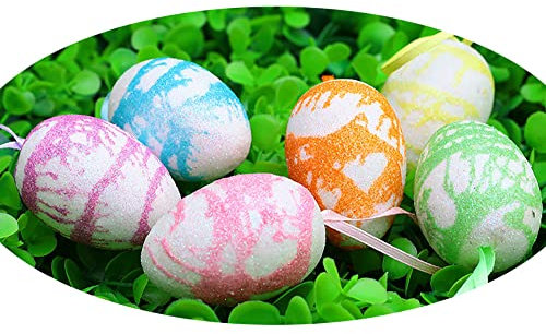 24 Stück bunte Ostereier für Osterkorbfüller und Osterbaum-Dekorationen.
