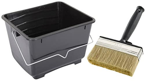 2.5L Mini Black Plastic Scuttle Paint Kettle with Handles & Block Brush Home Improvement DIY Decorating Summer