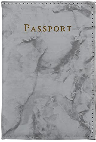 Cadorabo Reisepass Hülle und Karten Hülle aus Kunstleder in Marmor Grau - 2-teiliges Taschen Set für je einen Passport und eine Karte im trendigen Design