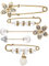 Emibele 5 Stück Künstliche Perlen Brosche, Strass Kristall Broschen Set Blumenbrosche mit Sicherheitsnadel Anstecknadel Broschennadel Pullover Schal Clip Kostüm Zubehör für Damen Mädchen, Weiß/Gold