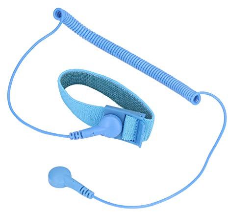 Antistatisches Handgelenkband, Wiederverwendbares ESD-Armband mit Erdungskabel, Verstellbares Langes Kabel (Blau)