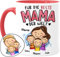 Tassenliebling® Mama Tasse personalisiert mit 1-3 Kindern - Rot - Für die beste Mama der Welt - Muttertagsgeschenk oder Geburtstagsgeschenk - Geschenk für Mama