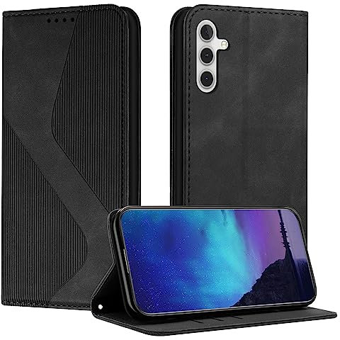 Fatcatparadise Kompatibel mit Samsung Galaxy A04S/A13 5G/A04 4G Hülle, Handyhülle für Samsung A04S/A13 5G/A04 4G, PU Leder Flip Klappbare Wallet Magnet Case Klapphülle Schutzhülle Holster (Schwarz)