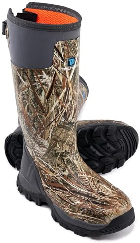 Trudave Botas de caza, botas de goma con vástago de acero, 5 mm de neopreno para hombre, botas de lluvia impermeables, Real Reed, 11 Women/11 Men