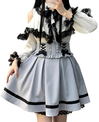 Cuteighteen Lolita Kawaii Lace Up Mini Rock Frauen Goth Tennis Plissee Hohe Taille Nette Rüschen Eine Linie Schule Mädchen Röcke