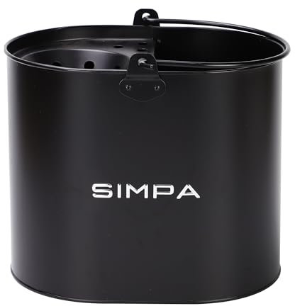 simpa 14L 14 Litre Stylish Metal Mop Buckets with Matt Black Colour Finish.