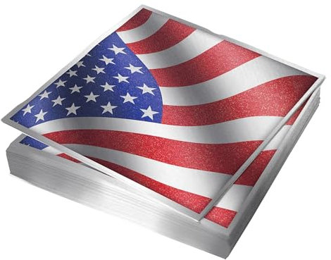 Papierservietten zum 4. Juli, Patriotische amerikanische Flagge, Einweg-Cocktail-Servietten, rustikale Sterne und Streifen, Abendessen, Getränke-Servietten für Gedenktag, Unabhängigkeitstag,