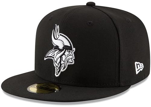 New Era NFL 9FIFTY Black White Adjustable Snapback Cap Herren, Viking Mütze, Minnesota Wikinger, Einheitsgröße