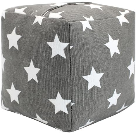 Decorative Door Stopper, Weighted Fabric Door Stopper with Handle, Heavy-Duty Square Door Floor Stop for Bedroom, Living Room, Interior, Doors (Grey Stars)
