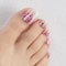 DANNI & TONI Semi Cured Gel Nail Strips(Scarlet Gleam), Glitter Flakes Salon-Quality Gel Wraps for Toenail Manicure Stickers Set,Pedicure Gel Nail Stickers 37Pcs