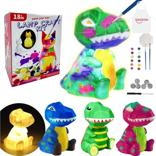 Basteln Mädchen 6 7 8 9 10 11 Jahre, Dinosaurier Lampe DIY Basteln Malset, Bastelset Kinder ab 6 Jahre, Geschenk Mädchen 6 7 8 9 10 Jahre, Spielzeug 6-12 Jahre Junge Mädchen, Bemalen Nachtlicht Kinder