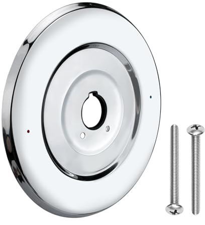 Shower Faucet Cover Plate Rosette Replacement for Moen 16090, Shower Handle Cover Plate for Single Handle Tub and Shower Faucets (Chrome)