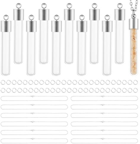 UNICRAFTALE 12 Sets Glass Vial Necklace Openable Glass Vial Pendant Wishing Bottle Pendant Glass Container Necklace for Ashes Memorial Keepsake Cremation Ashes Holder for DIY Jewelry Making