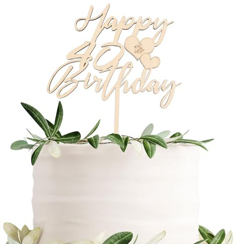 Gleevio Tortendeko 40. Geburtstag Mann Frau, Holz Happy 40th Birthday Kuchendeko, Cake Topper, 4 mm Dicke, Deko für Torten