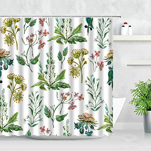 Tenda Doccia Piante Verdi Bianco Tenda Doccia Antimuffa Tenda per Doccia Resistente Poliestere Tende Finestra Bagno Impermeabile Tende Doccia Moderne Tenda Vasca da Bagno 200x220cm