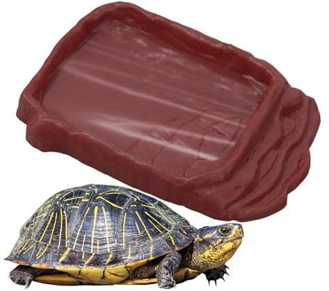 Cuenco de agua de serpiente, cuenco de agua para reptiles, comedero de agua con escaleras de roca antideslizantes, adorno para acuario, piscina de reptiles, accesorios para el espacio vital de